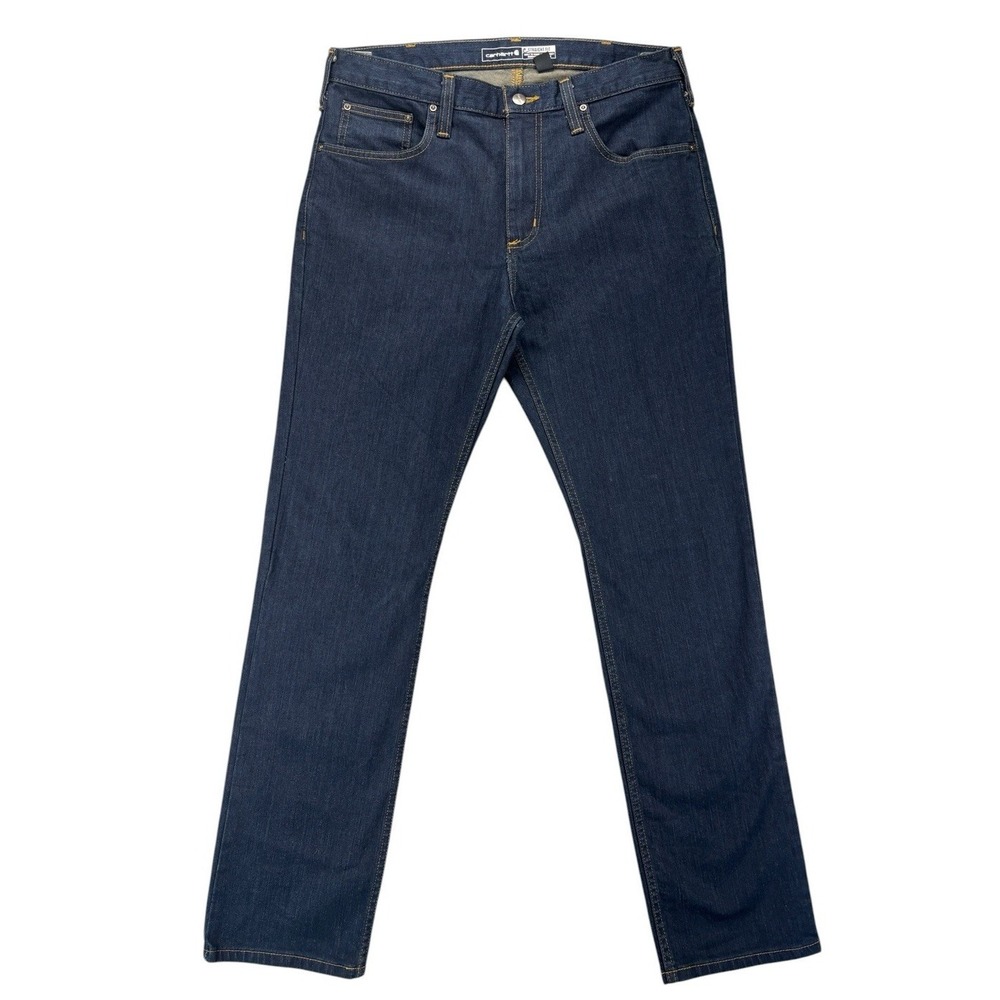 Carhartt Rugged Flex Straight Fit Jeans Mens 33x32 Dark Wash Stretch Denim Ranch - Picture 2 of 12